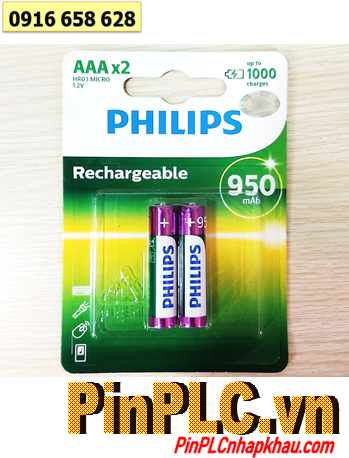 Philips R03B2A95/97, Pin sạc AAA 1.2v Philips R03B2A95/97 (AAA 950mAh 1.2v) chính hãng /Vỉ 2viên